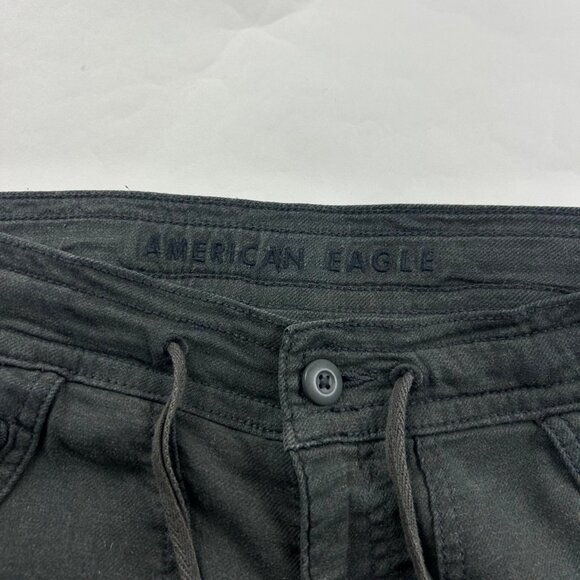 American Eagle Charcoal Linen Blend Relaxed Leg Cargo Pant 0R - Picture 3 of 7
